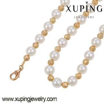 Мода элегантный золото 18k Цвет ювелирных изделий ожерелье из бисера с жемчугом-42930